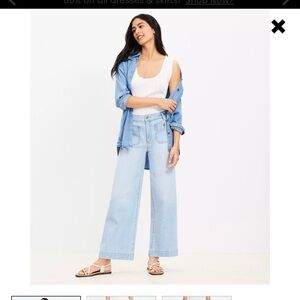 Ann Taylor LOFT Palmer Wide Leg Crop Jeans, Light Vintage Indigo Wash, Size 14